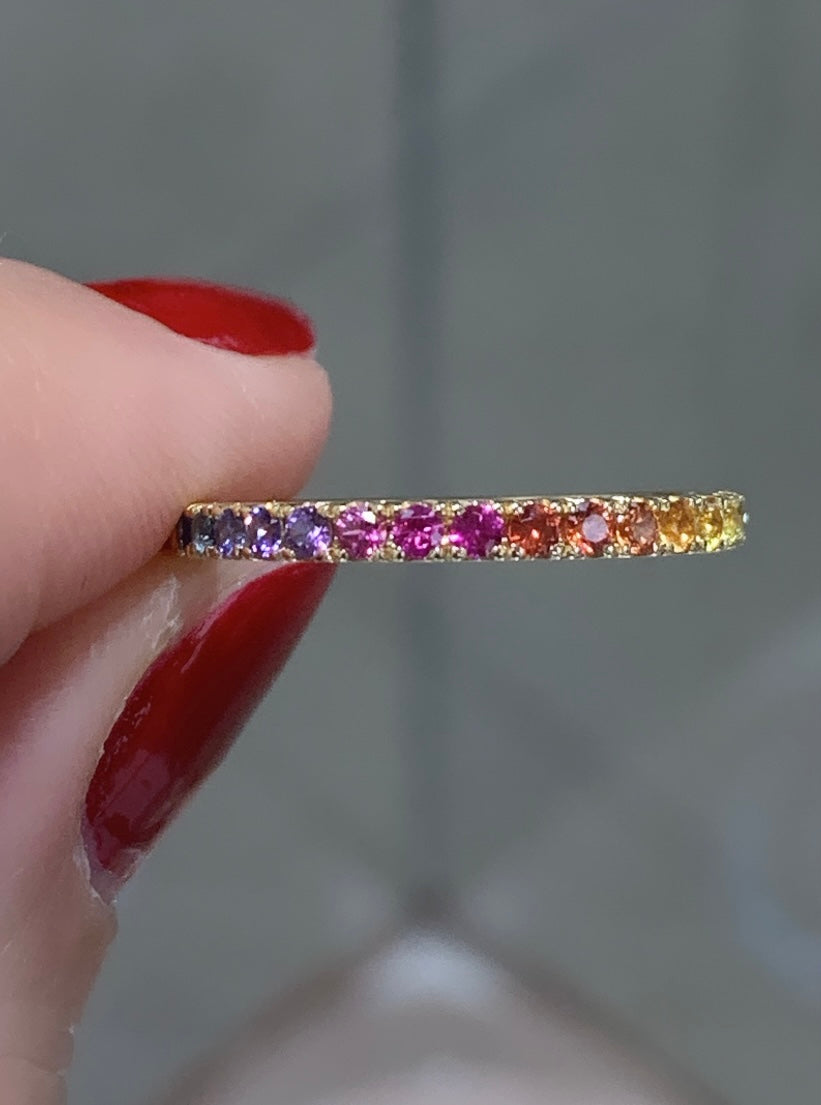 0.39ct tw Rainbow Sapphire & Gold Stackable Ring