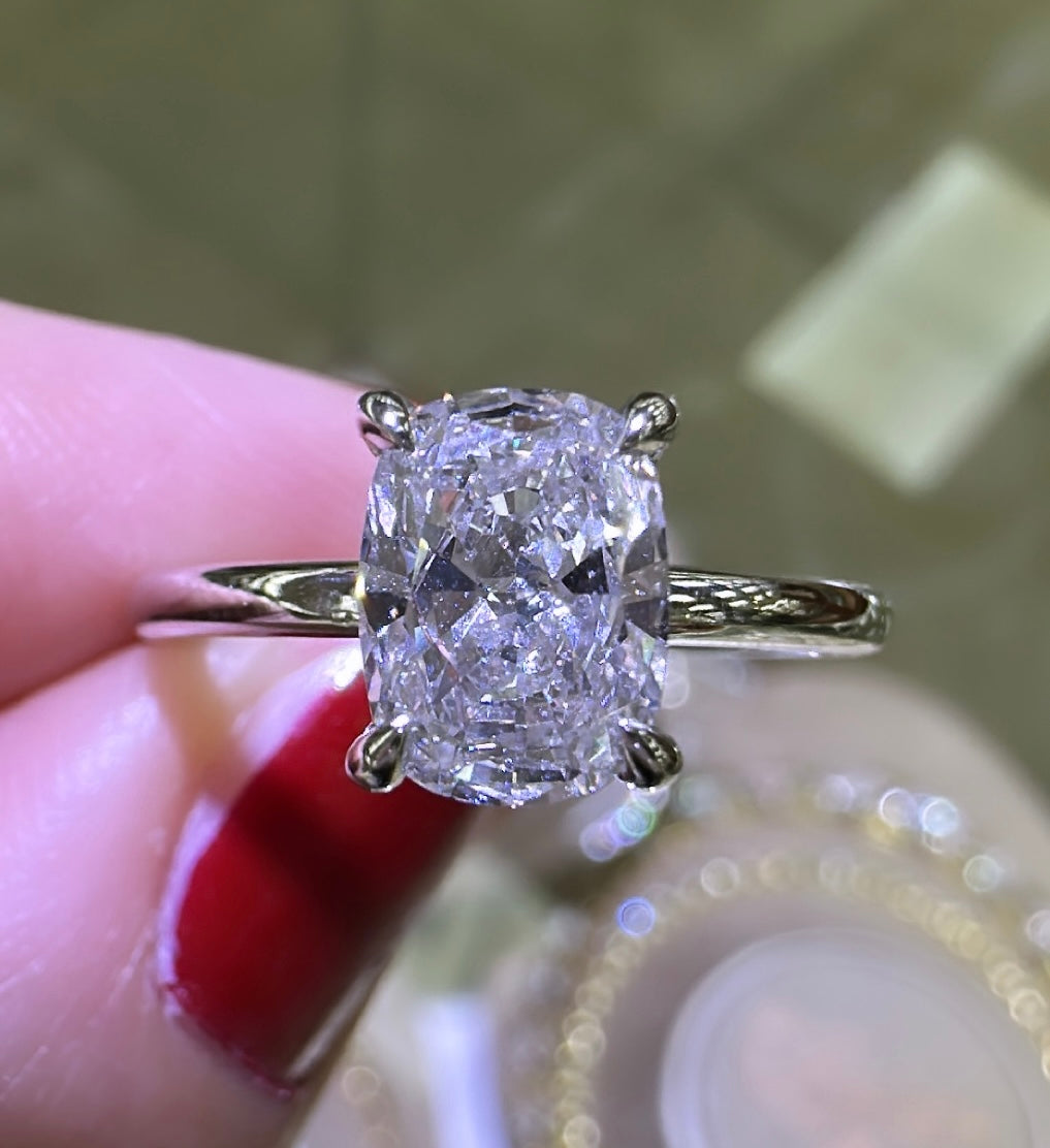 GIA Certified Henri Daussi Cushion Cut 1.09ct Diamond Engagement Ring