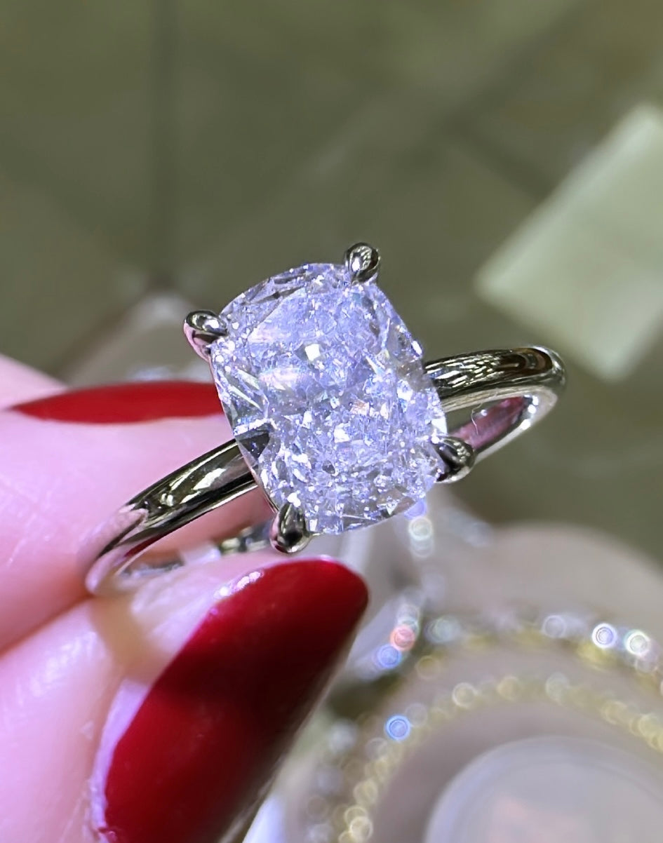 GIA Certified Henri Daussi Cushion Cut 1.09ct Diamond Engagement Ring