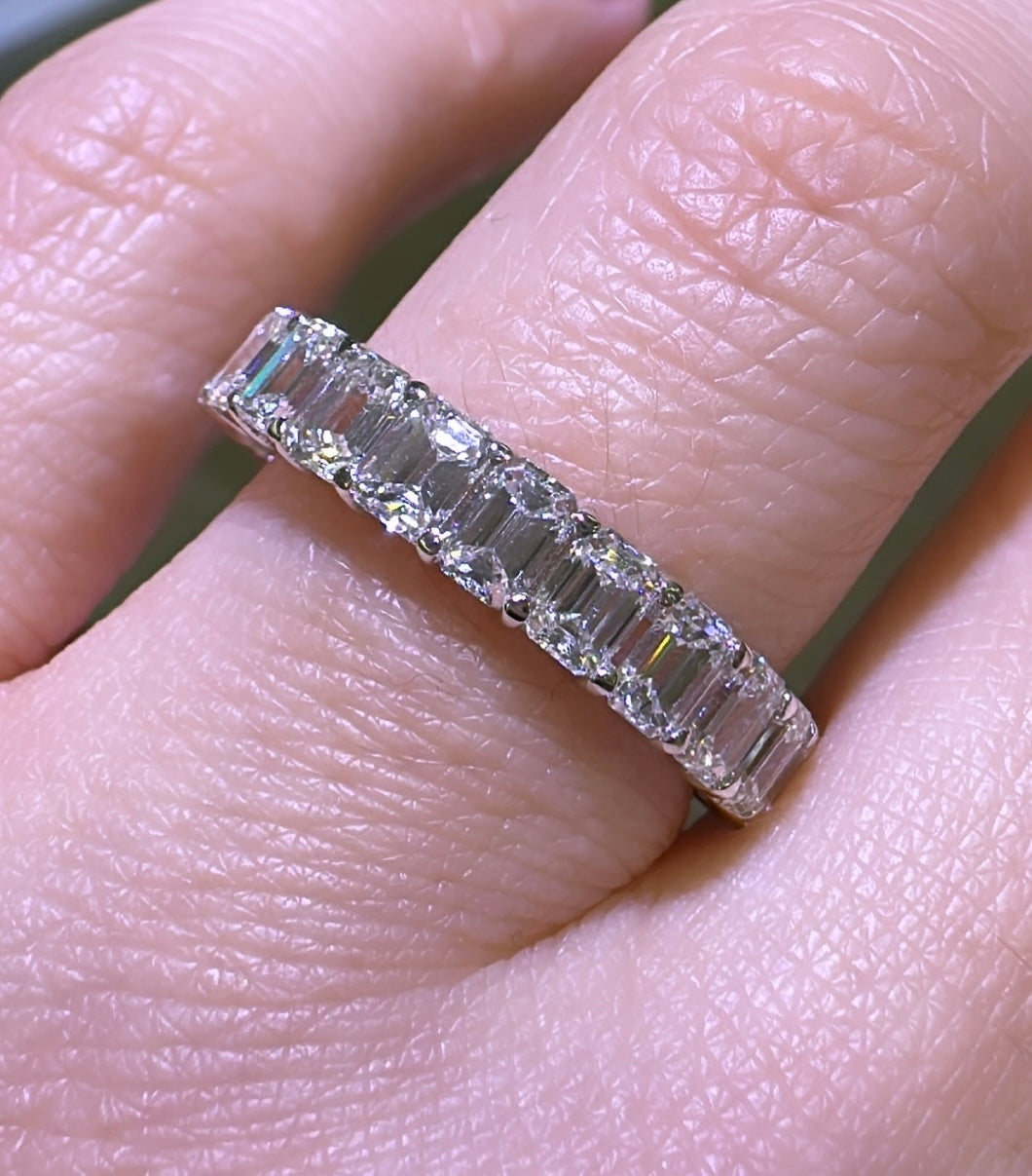 Ladies Diamond 4.02ct tw Emerald Cut Eternity Ring