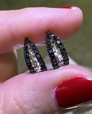 Double Black Diamond Huggie Earrings 0.72ct tw