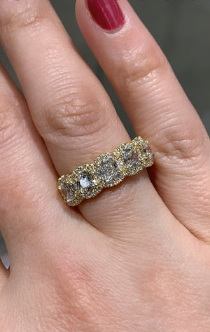 Henri Daussi Cushion Cut Five Stone 1.77ct tw Diamond Ring