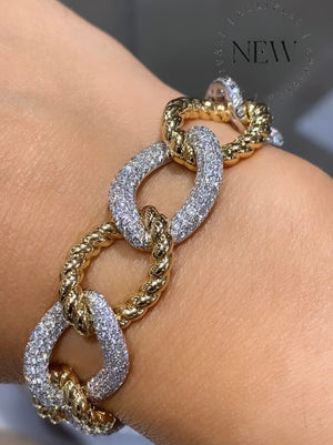 Diamond 5.98ct t.w. Pave Link Twisted Gold Bracelet Gold