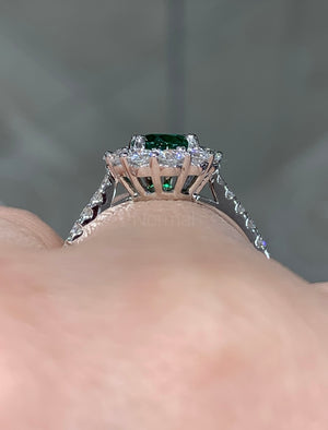 1.16ct Green Emerald Ring and Diamond Ring