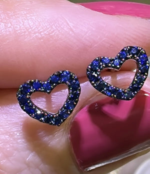 Royal Blue Sapphire 0.27ct t.w. Open Heart Earrings