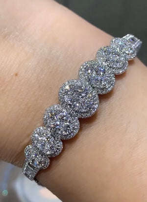 Diamond Fancy Pave Bangle Bracelet 4.14ct tw