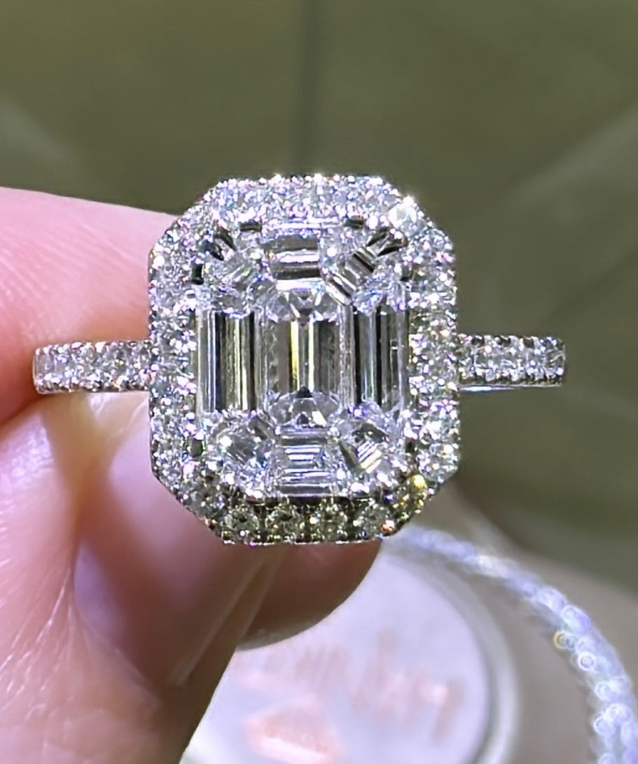 Inconspicuous Rings 1.12ct tw Diamond Octagonal with Halo invisible Ring – HANIKEN JEWELERS ...