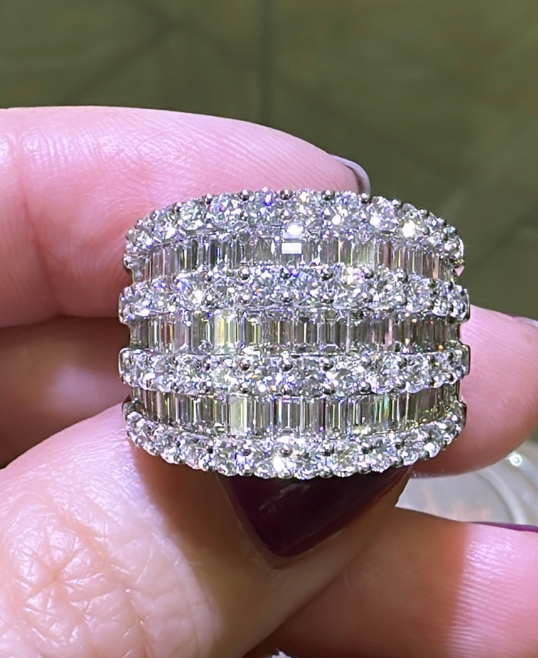 3.90ct t.w. Round And Baguette Diamond Fashion Ring