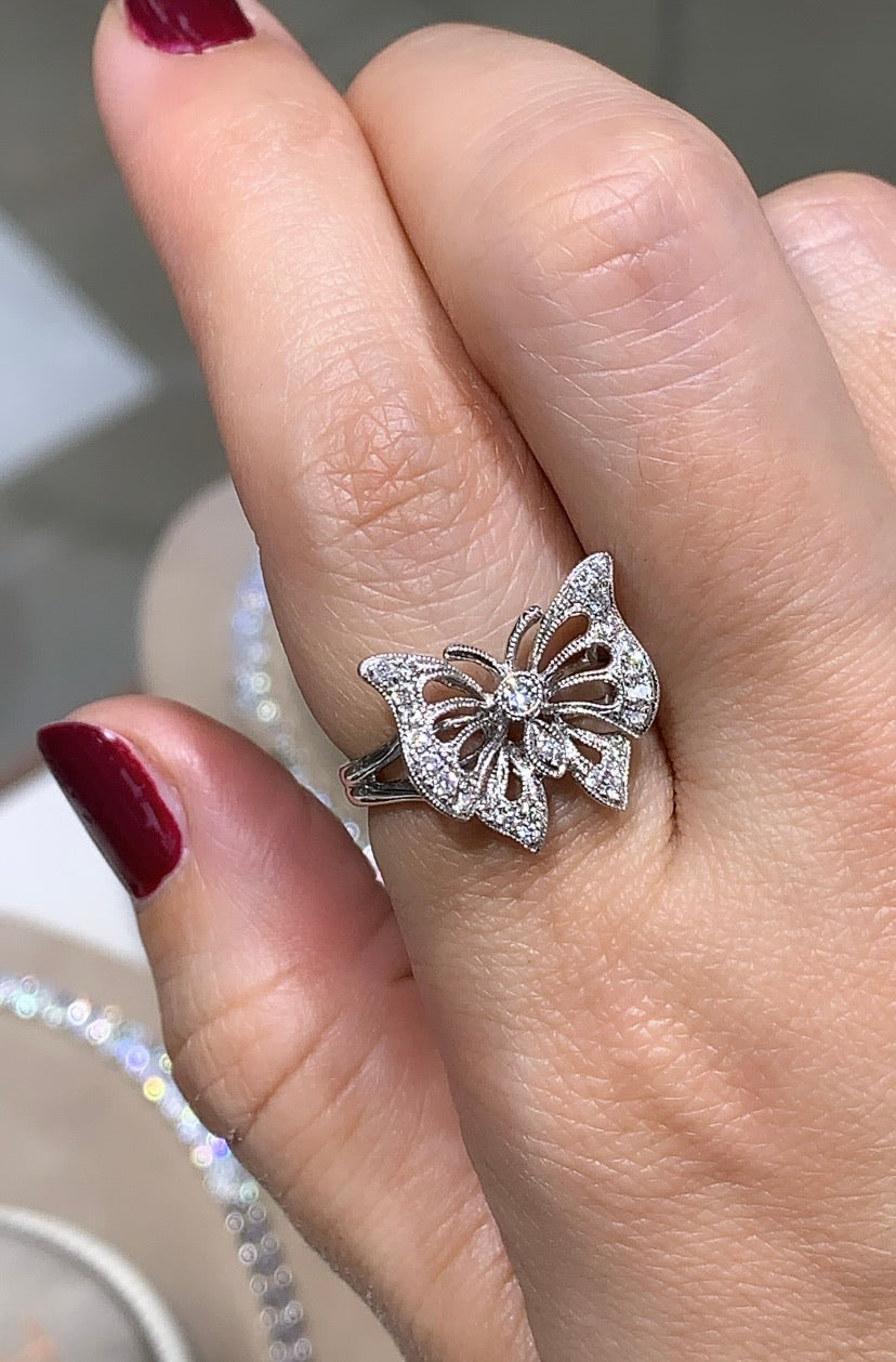 Butterfly Diamond Right Hand Ring 0.26cts