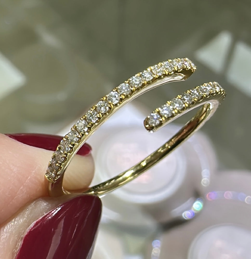 Yellow Gold Diamond Open Wrap Ring 0.21ct tw