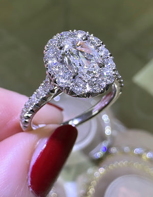 1.51CT T.W. Henri Daussi Oval Halo Diamond Engagement Ring