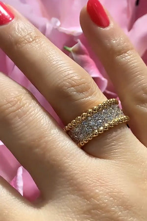2.24ct t.w. Honeycomb & Beaded Gold Edge Diamond Statement Ring