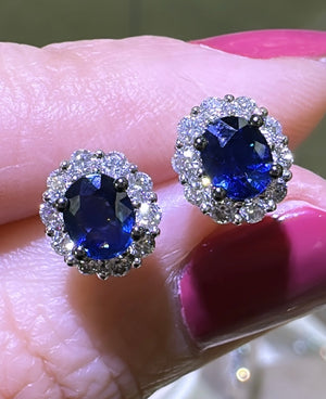 1.28ct tw Ladies Diamond and Blue Sapphire Earrings