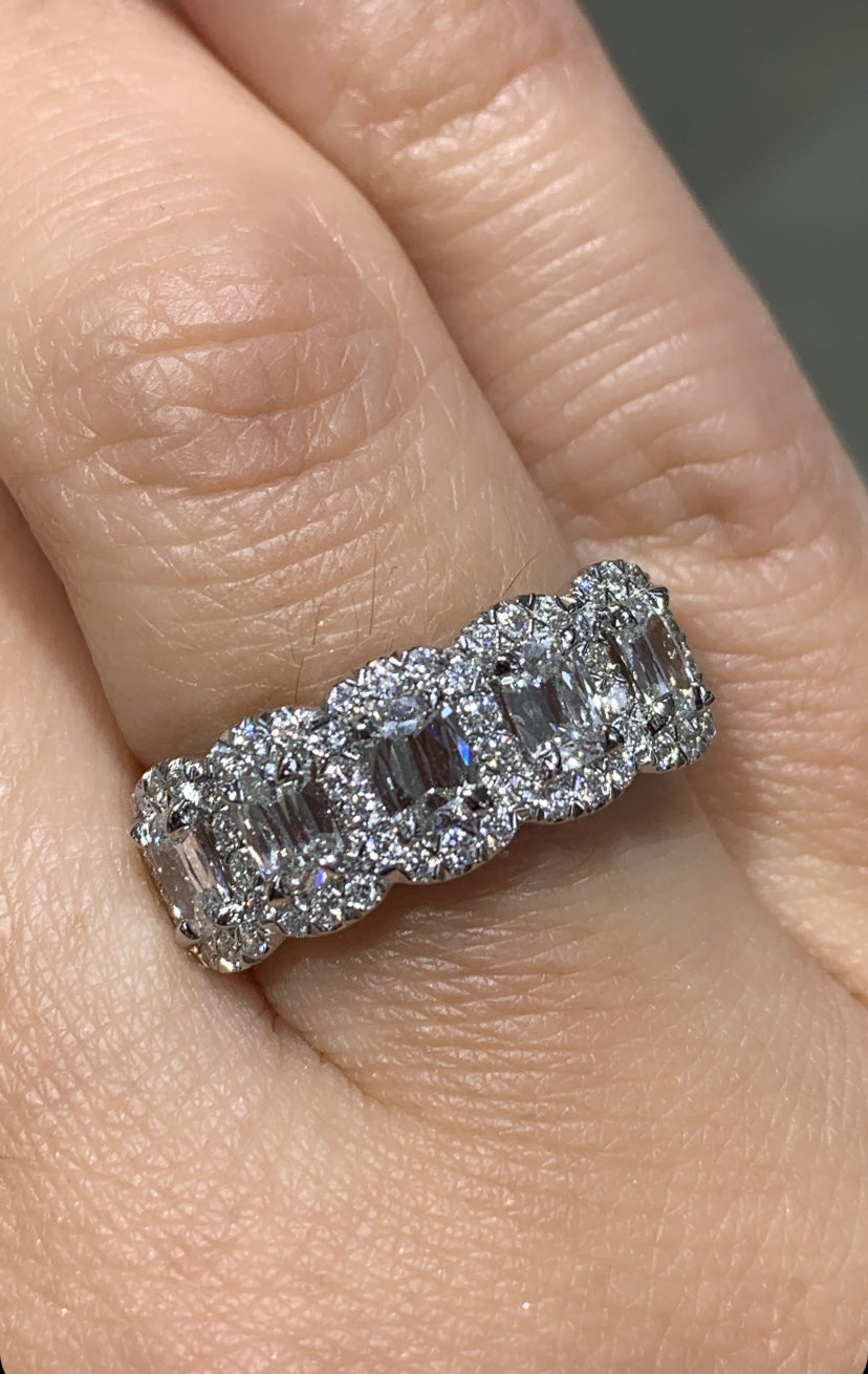 Henri Daussi Cushion Cut Five Stone 1.50ct tw Anniversary Diamond Ring