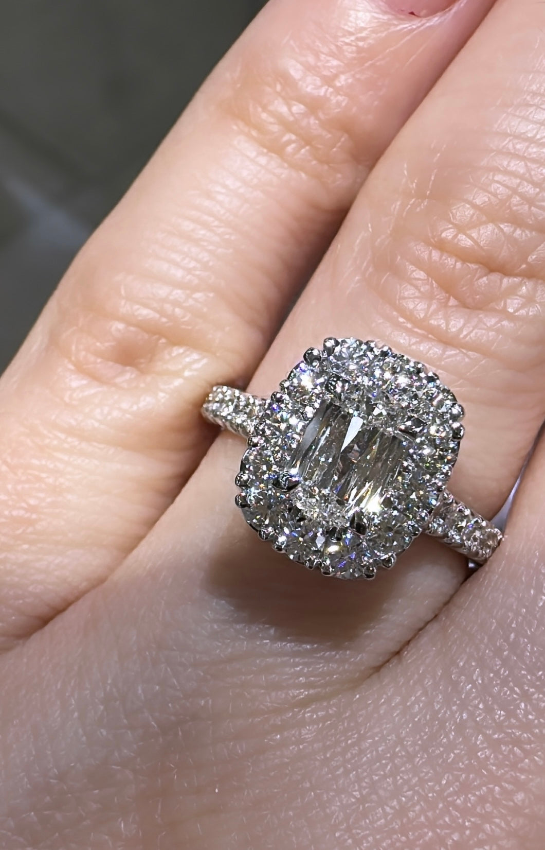GIA Certified Henri Daussi Designer Signed 1.89ct tw Cushion Halo Diamond Ring