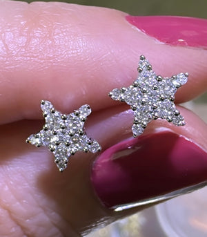 Ladies Diamond Star Stud Earrings 0.34ct tw