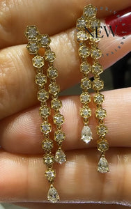 Mixed Shape Diamond Fancy Drop Dangling Earrings 1.30ct t.w.
