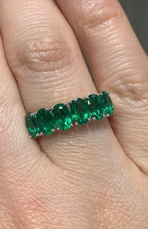 Six Emerald Oval Cut Ring 2.59ctw