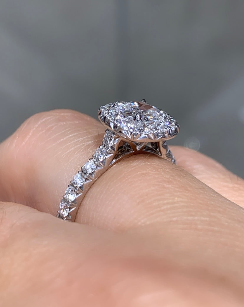 Henri Daussi Cushion GIA Certified 1.20ct tw Halo Engagement Anniversary Ring