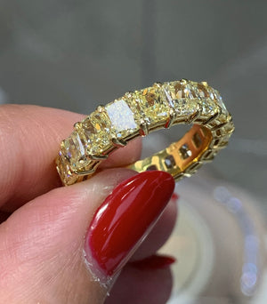 Radiant Cut Fancy Yellow Diamond Eternity Ring 6.99ctw