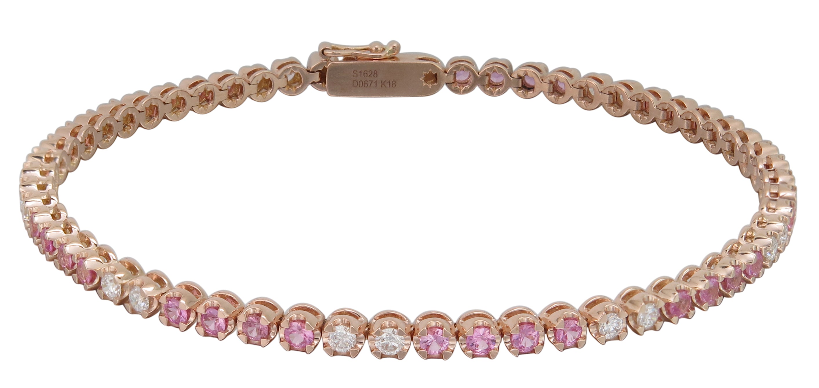 Diamond & Pink Sapphire Tennis Bracelet 2.20ct t.w.