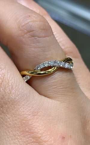 0.62CTW Two Tone Gold & Diamond Twisted Rope Style Ring - HANIKEN JEWELERS NEW-YORK
