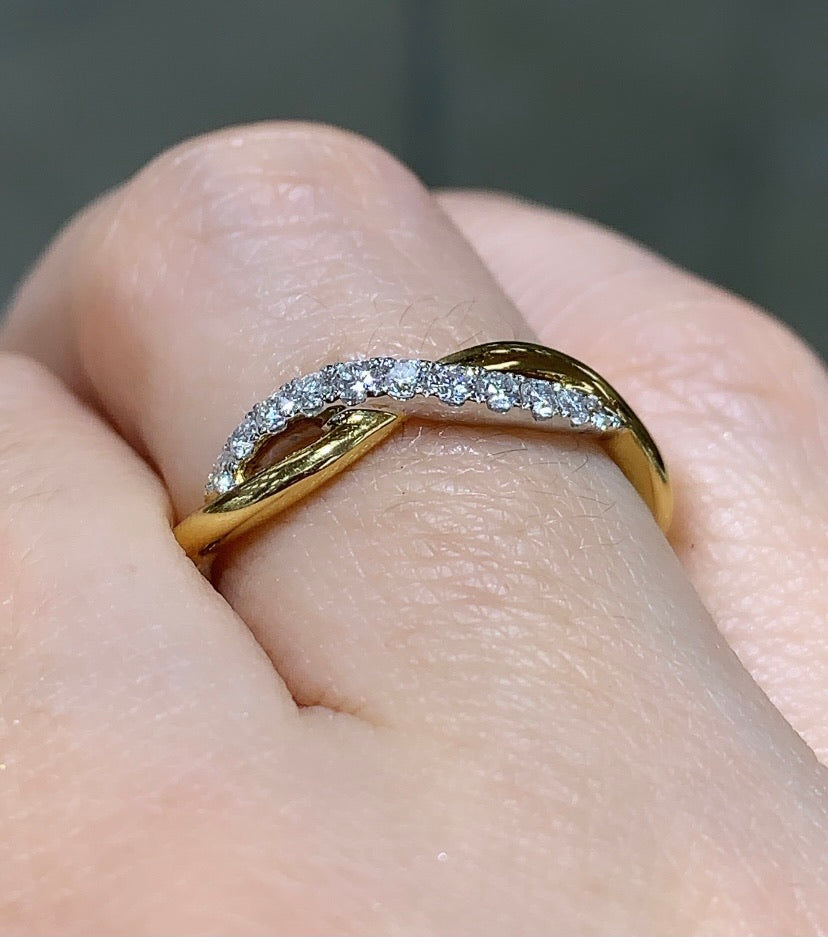 0.62CTW Two Tone Gold & Diamond Twisted Rope Style Ring - HANIKEN JEWELERS NEW-YORK