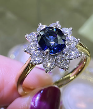 1.47ct tw Royal Blue Sapphire & Diamond Ring