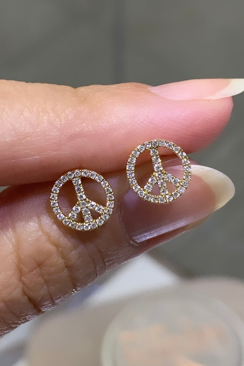 0.26CT T.W. Peace Symbol Pave Diamond Earrings