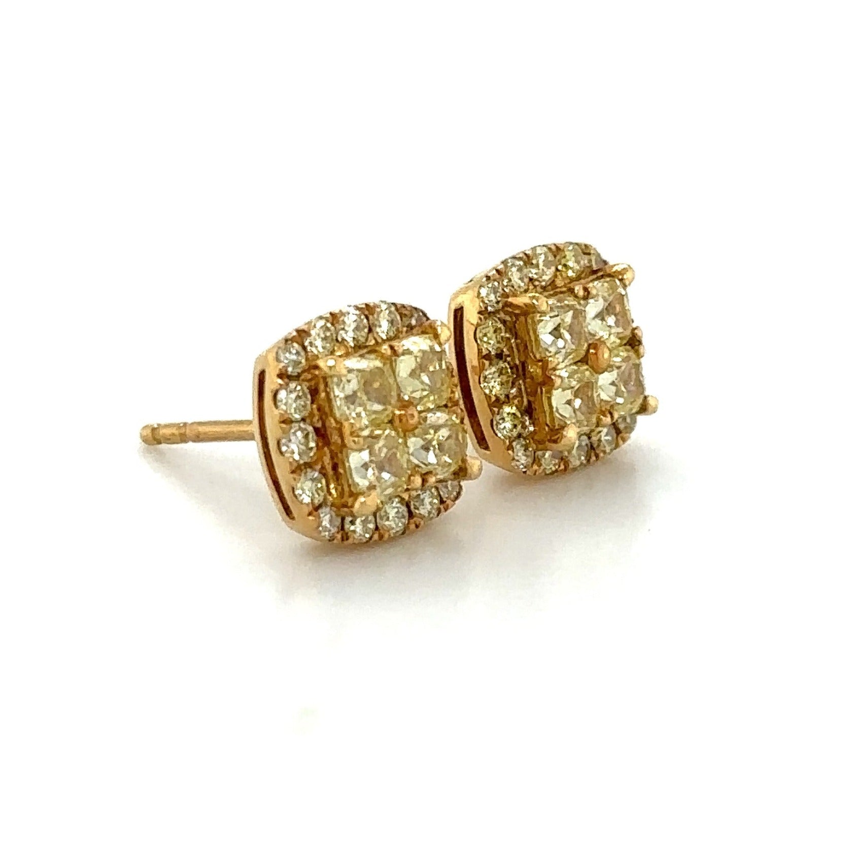1.23ct tw Canary Fancy Yellow Diamond Stud Earrings