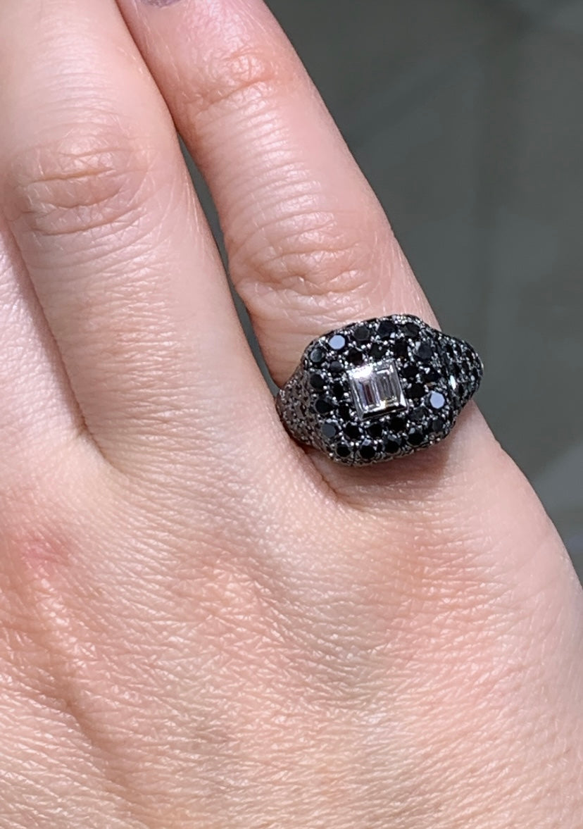 2.52ctw Black Diamond 18K White Gold & Black Rhodium Pinky Ring