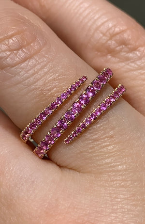 0.65ctw Pink Saphire 3 Row Wrap Ring