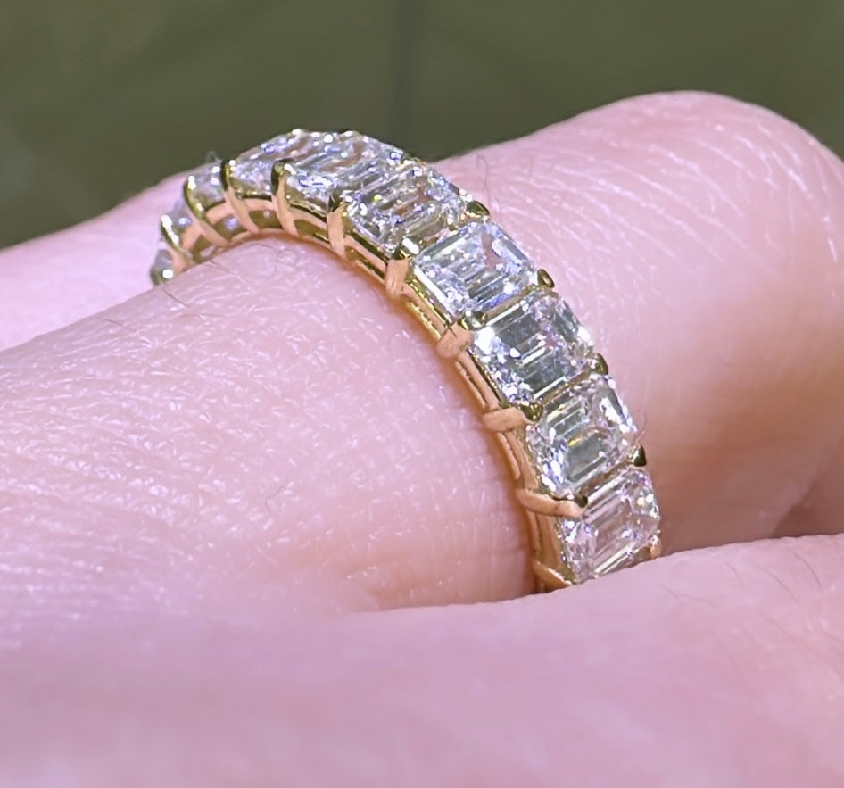 Ladies Diamond 4.02ct tw Emerald Cut Eternity Ring