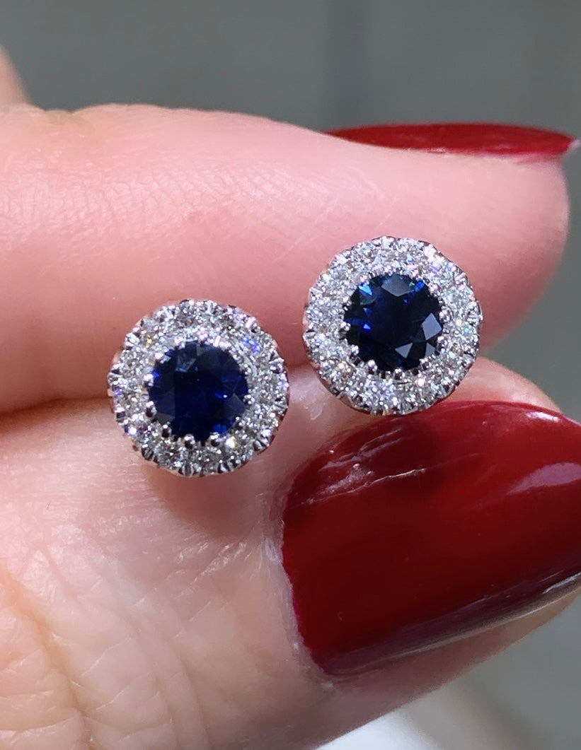 Ladies Blue Sapphire Diamond Earrings