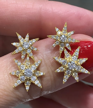 1.09ct tw Starburst Double Diamond Fancy Earrings