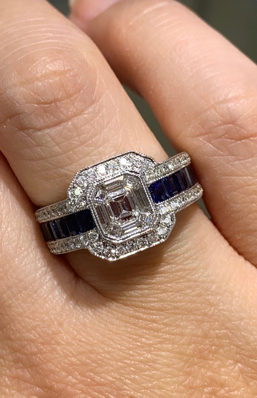2.09ct t.w. Sapphire And Diamond Right Hand Ring - HANIKEN JEWELERS NEW-YORK