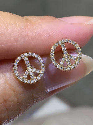 0.26CT T.W. Peace Symbol Pave Diamond Earrings