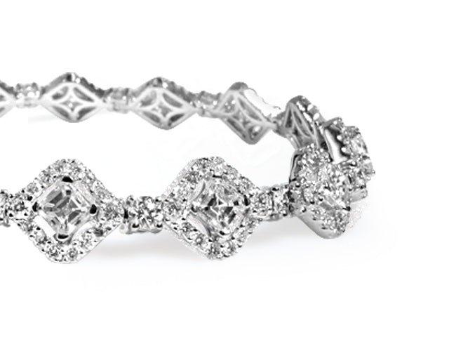 7.94ctw Asscher Cut Diamond Link Bracelet
