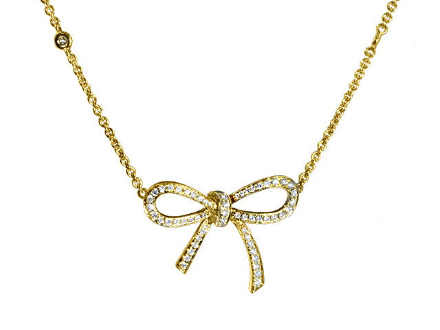 0.48ct tw Bow Shape Diamond Pendant with Chain Necklace