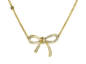 0.48ct tw Bow Shape Diamond Pendant with Chain Necklace