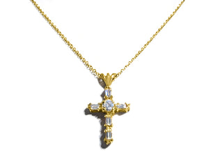 Ladies Diamond Cross Pendant Necklace