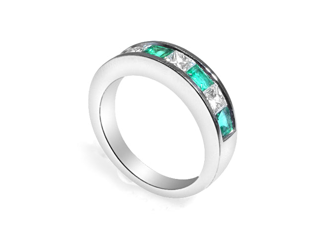 Diamond & Princess-cut Emerald Ladies Ring – HANIKEN JEWELERS NEW-YORK