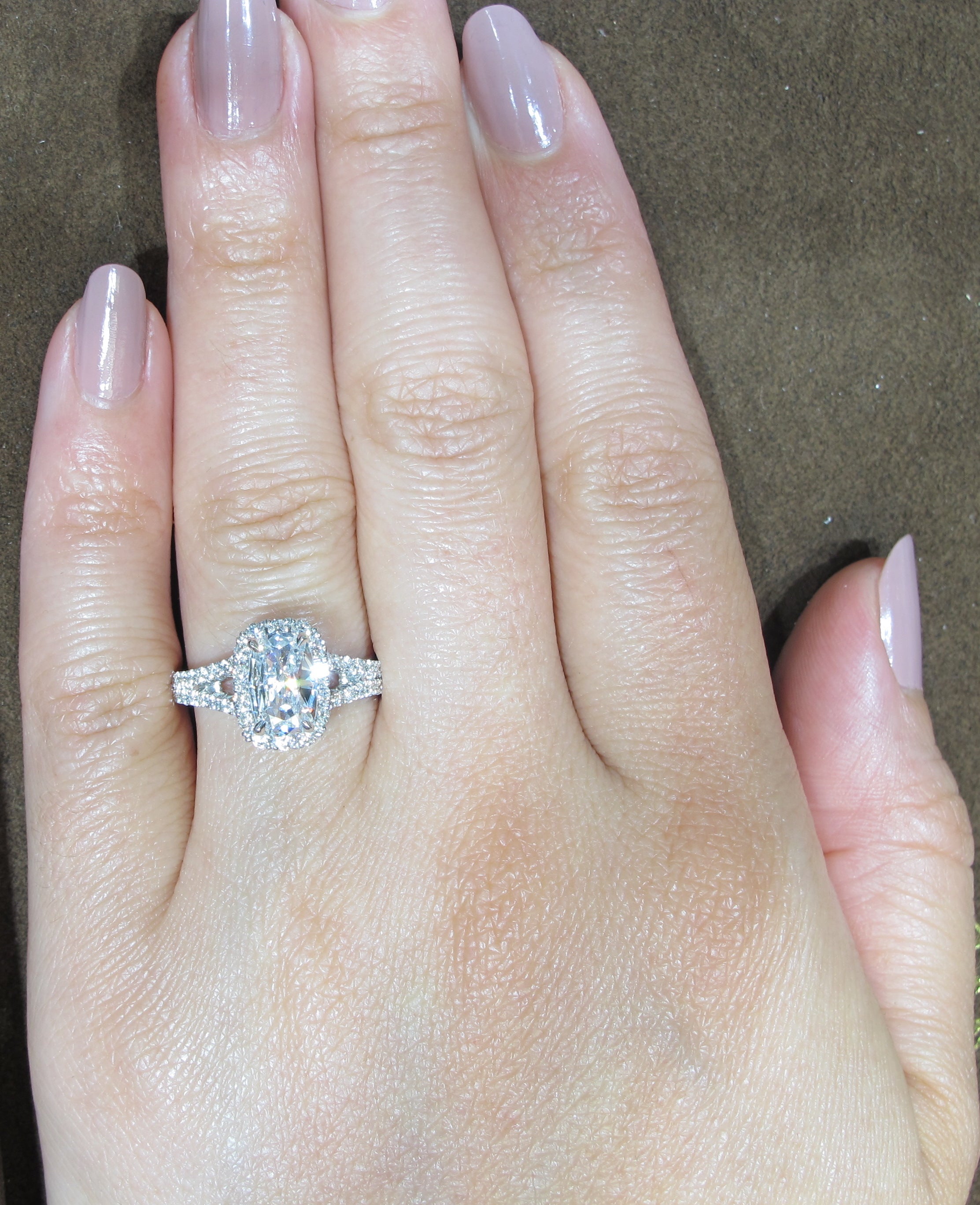 Henri Daussi Halo Set Cushion Cut Diamond Engagement Ring Totalling 1.99cts GIA Certified Center 1.23cts
