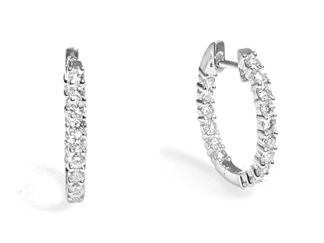 0.96ctw Inside And Out Diamond Hoops - HANIKEN JEWELERS NEW-YORK