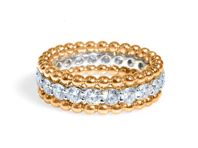 beaded gold rose gold engagement ring diamond wedding band gold eternity ring anniversary Haniken Jewelers New York