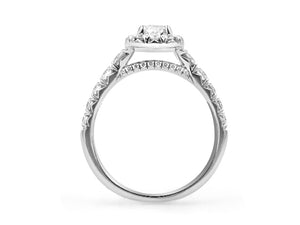 Henri Daussi Designer Signed GIA Certified Cushion Cut 1.44ct tw Diamond Halo Engagement Ring