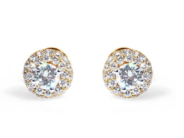 1.89ct tw Diamond Pave Halo Stud Earrings - HANIKEN JEWELERS NEW-YORK