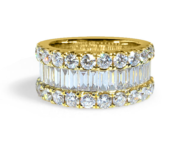 3.57ctw Baguette & Round Brilliant Cut Diamond Anniversary Ring - HANIKEN JEWELERS NEW-YORK