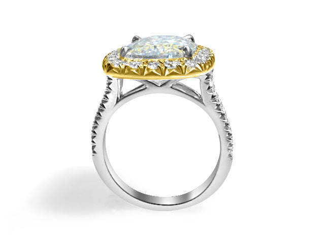 Henri Daussi Designer Signed 6.17ct tw GIA Certified Cushion Halo Split Shank Engagement Anniversary Ring