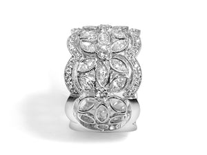 1.79ctw Diamond Antique Inspired Filigree Wide Ring - HANIKEN JEWELERS NEW-YORK